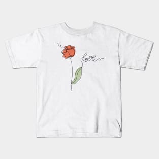 One line art rose Kids T-Shirt